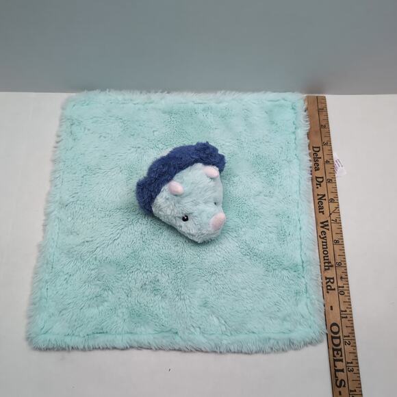 Parents Choice Blue Dino Triceratop Lovey Security Blanket Dinosaur Baby Plush - Picture 9 of 9